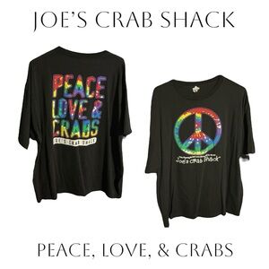 Joe's Crab Shack Peace, Love, & Crabs Graphic T-Shirt Black w/Tie-Dye Men’s XXL